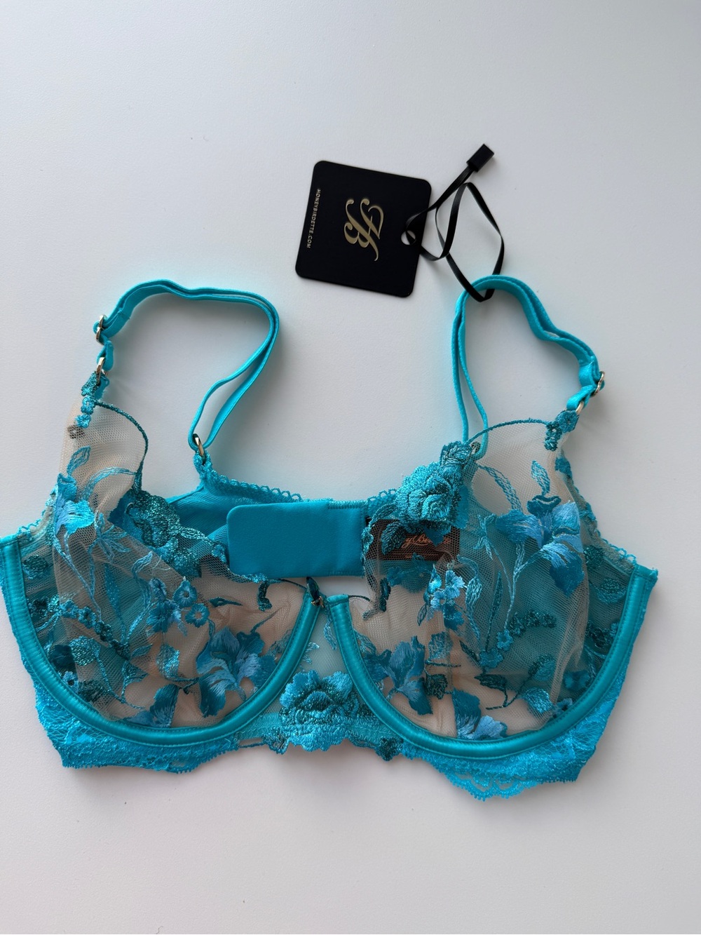 BNWT Honey Birdette Whitney bra in Ocean blue 32E
